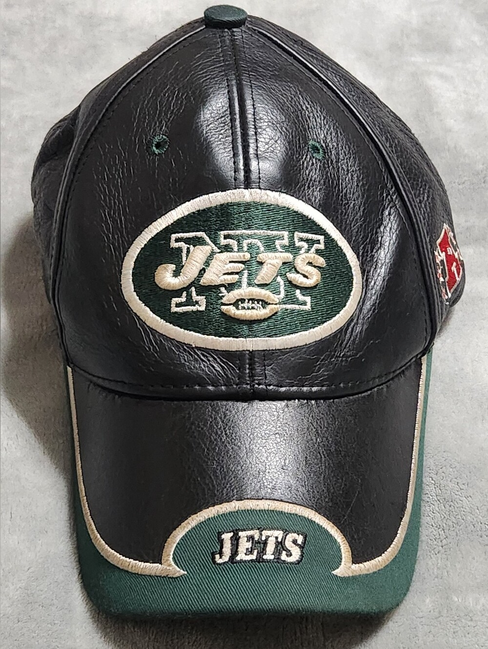 Vintage Reebok NFL New York Jets Genuine Leather Baseball Cap Hat